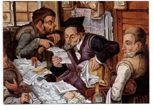 [Ansichtskarte] BERUFE - RECHTSANWALT / ADVOCAT, "Der Bauernadvokat" Künstler-Karte nach Pieter Bruegel dem Jüngeren. 