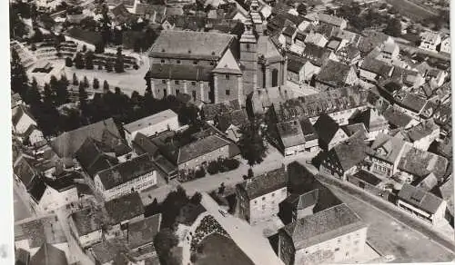 [Ansichtskarte] 6968 WALLDÜRN, Luftaufnahme Ortszentrum 1961. 