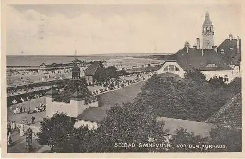 [Ansichtskarte] POMMERN - SWINEMÜNDE / SWINOUJSCIE, Partie vor dem Kurhaus, 1929. 