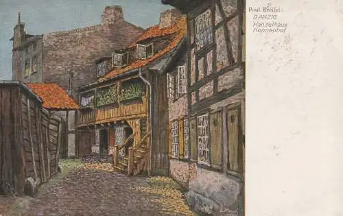 [Ansichtskarte] DANZIG, Kanzelhaus Nonnenhof, Künstler-Karte Paul Kreifel. 