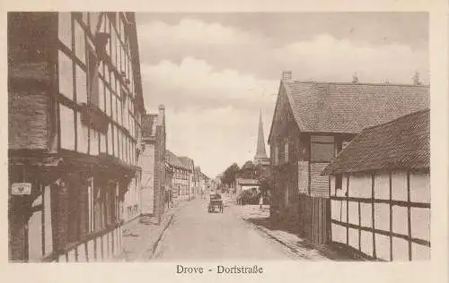 [Ansichtskarte] 5166 KREUZAU - DROVE, Dorfstrasse, Fuhrwerk, Verlag Peters. 