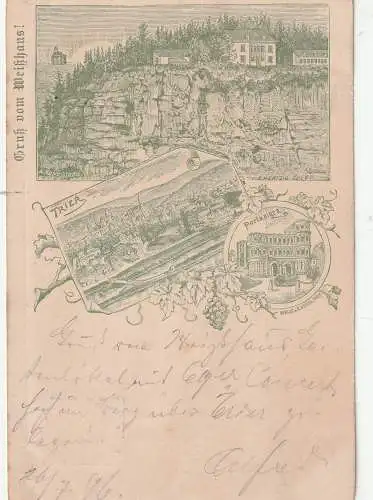 [Ansichtskarte] 5500 TRIER, Gruß vom Weißhaus, 1899, Verlag Herzig. 