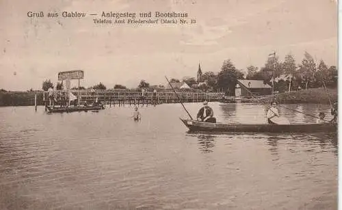 [Ansichtskarte] 0-1600 KÖNIGS WUSTERHAUSEN - KABLOW, Anlegesteg und Bootshaus am Krüppel-See, 1925. 