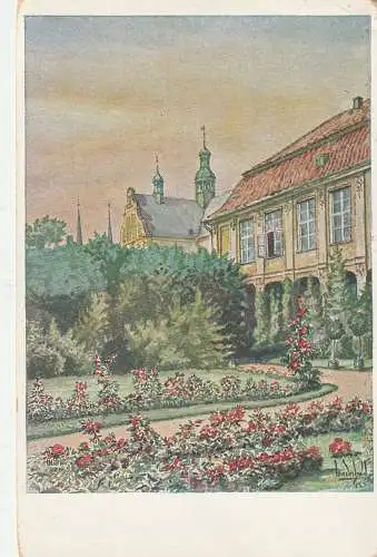 [Ansichtskarte] DANZIG - OLIVA, Schloß mit Klosterkirche, Künstler-Karte Wiedewrhold. 