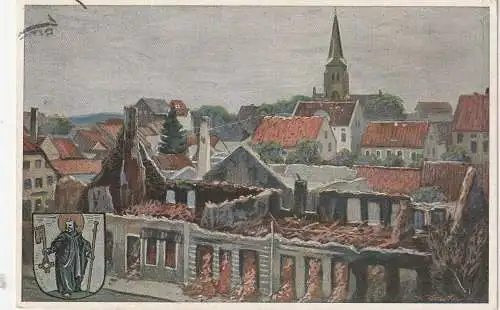 [Ansichtskarte] OSTPREUSSEN - HOHENSTEIN / OLSZTYNEK, 1. Weltkrieg, Ruinen, Künstler-Karte Kraska, 1917, deutsche Feldpost. 