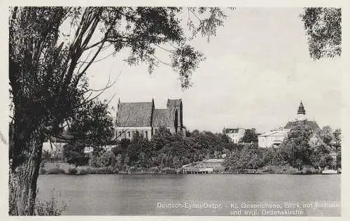 [Ansichtskarte] OSTPREUSSEN - DEUTSCH EYLAU / ILAWA, Kleiner Geserichsee, Rathaus, Ordenskirche, Verlag Schöning. 