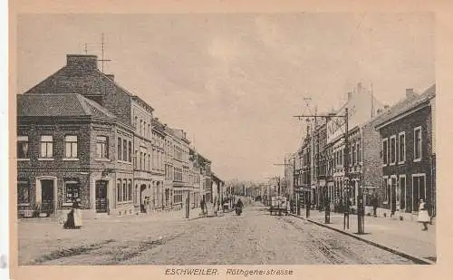 [Ansichtskarte] 5180 ESCHWEILER, Rüthgenerstrasse, belebte Szene, Verlag Mathes. 