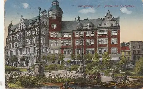 [Ansichtskarte] OSTPREUSSEN, KÖNIGSBERG, Partie am Schloßteich, 1917, deutsche Feldpost. 