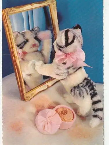 [Ansichtskarte] SPIELZEUG / TOYS - STEIFF - KATZE im Spiegel. 