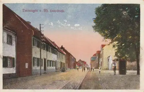 [Ansichtskarte] 4047 DORMAGEN, Hauptstrasse, Besatzungs - Soldat vor Wachhäuschen. 