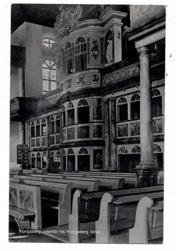 [Ansichtskarte] N 3610 KONGSBERG, Interiör kirke. 