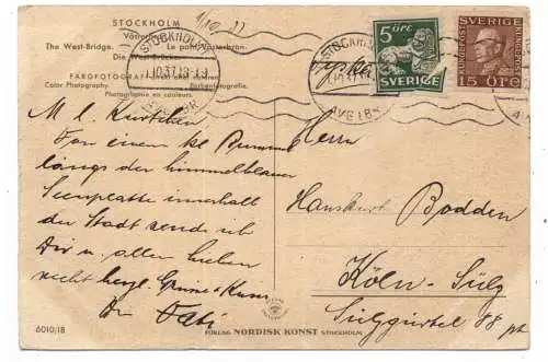 [Ansichtskarte] S 10000 STOCKHOLM, Vesterbran, 1937. 