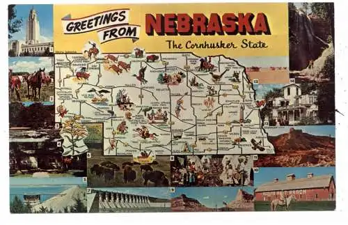 [Ansichtskarte] LANDKARTEN / MAP - NEBRASKA. 