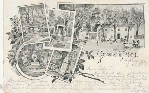 [Ansichtskarte] 0-5301 TIEFURT, Lithographie 1901, Schloß, 5 Ansichten, 1901. 