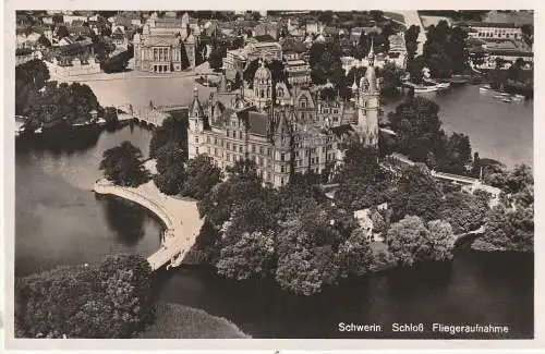 [Ansichtskarte] 0-2750 SCHWERIN, Schloß und Umgebung, Luftaufnahme 1938. 