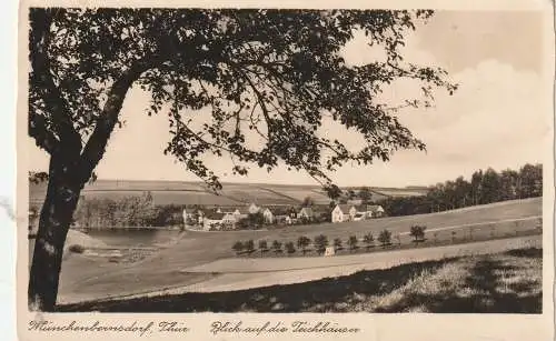 [Ansichtskarte] 0-6515 MÜNCHENBERNSDORF, Blick auf die Teichhäuser, 1937. 