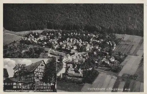 [Ansichtskarte] 0-5606 NIEDERORSCHEL - VOLLENBORN, Luftaufnahme, Gasthaus zur Erholung, Landpoststempel, 1938. 