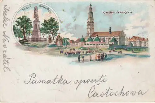 [Ansichtskarte] OBER - SCHLESIEN, TSCHENSTOCHAU / CZESTOCHOWA, Lithographie, Kloster Jasna Gora. 
