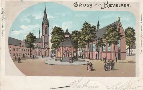 [Ansichtskarte] 4178 KEVELAER, Lithographie 1902, Gruss aus..., kl. Druckstelle. 