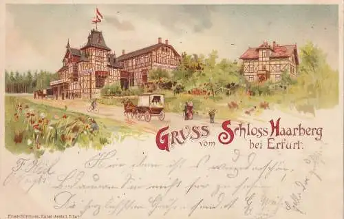 [Ansichtskarte] 0-5000 ERFURT, Litographie 1898, Schloß Haarberg. 