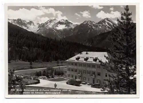[Ansichtskarte] CH 7530 ZERNEZ GR, Hotel Nationalpark Il Fuorn, Omnibus, 1938. 