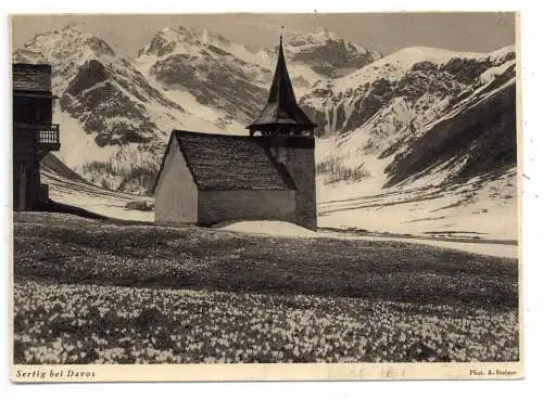 [Ansichtskarte] CH 7272 DAVOS CLAVADEL GR, Reformierte Kirche Frauenkirch, 1929. 