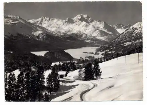 [Ansichtskarte] CH 7513 SILVAPLANA GR, Blick auf den Ort mit Piz della Margna, 1959. 