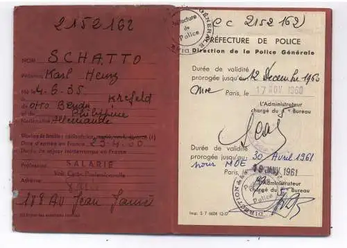 AUSWEIS / DOCUMENT - FRANKREICH, BEFRISTETE AUFENTHALTSERLAUBNIS