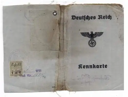 AUSWEIS / DOCUMENT - KENNKARTE DEUTSCHES REICH