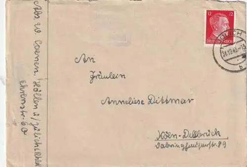 [Ansichtskarte] 5177 TITZ - HÖLLEN, Postgeschichte, Landpoststempel 1943, schwacher Abschlag, Brief mit Inhalt. 