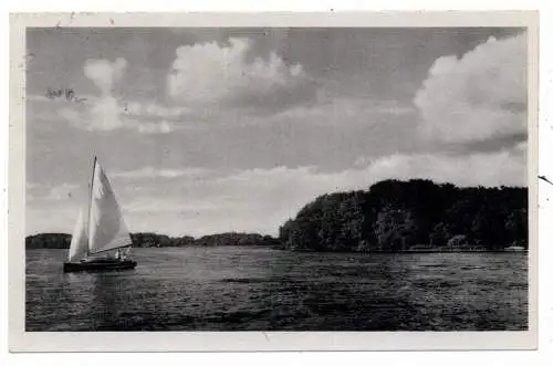 [Ansichtskarte] 0-2750 SCHWERIN, Schweriner See, Blick auf Kaninchenwerder, 1955. 