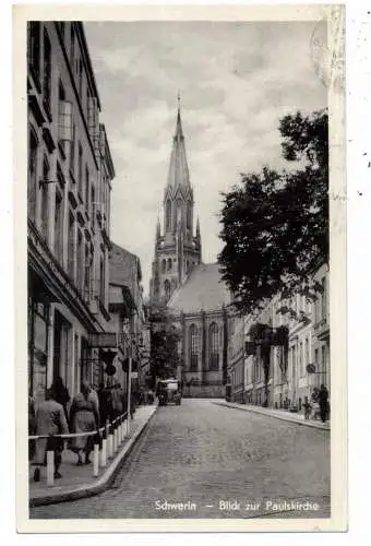 [Ansichtskarte] 0-2750 SCHWERIN, Franz Mehring Strasse, Paulskirche, 1959. 