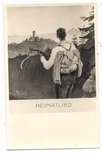 [Ansichtskarte] 6951 NECKARZIMMERN, Burg Hornberg, Künstler-Karte  "HEIMATLIED". 