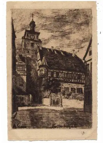 [Ansichtskarte] 8803 ROTHENBURG o.d. Tauber, Klingentor, Künstler-Karte, rücks. Klebereste. 