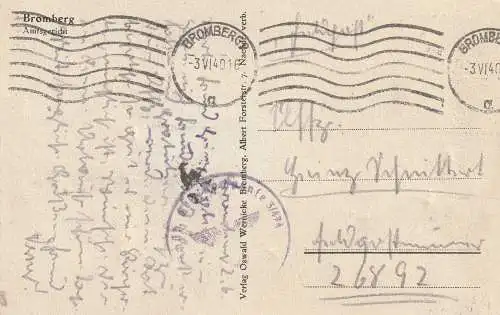 [Ansichtskarte] WESTPREUSSEN - BROMBERG / BYDGOSZCZ, Amtsgericht, 1940, deutsche Feldpost. 