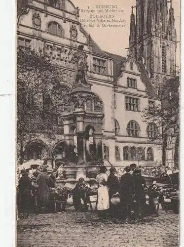 [Ansichtskarte] 4100 DUISBURG, Wochenmarkt vor dem Rathaus. 