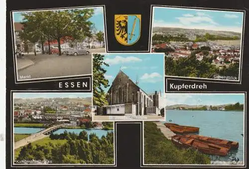 [Ansichtskarte] 4300 ESSEN - KUPFERDREH, Pfarrkirche, Markt, Kampmannsbrücke...... 