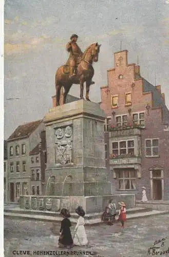 [Ansichtskarte] 4190 KLEVE, Hohenzollernbrunnen / Denkmal, Künstler-Karte Beraud, TUCK - Oilettte, 1919. 