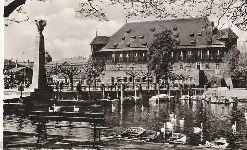 [Ansichtskarte] 7750 KONSTANZ, Gondelhafen, Bahnpost "Konstanz - Karlsruhe / Baden", 1959. 