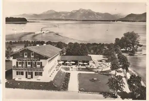[Ansichtskarte] 8210 PRIEN / Chiemsee, Hotel Reinhart, 50er Jahre Luftaufnahme. 