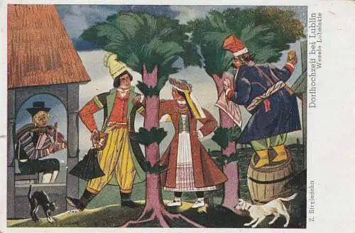 [Ansichtskarte] KÜNSTLER / ARTIST - ZOFIA STRYJENSKA, "Dorfhochzeit bei Lublin", Verlag Akropol. 