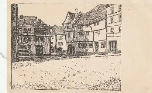 [Ansichtskarte] 0-4700 SANGERHAUSEN, Am Kornmarkt, Künstler-Karte F. Stoebe, Verlag Bosse. 