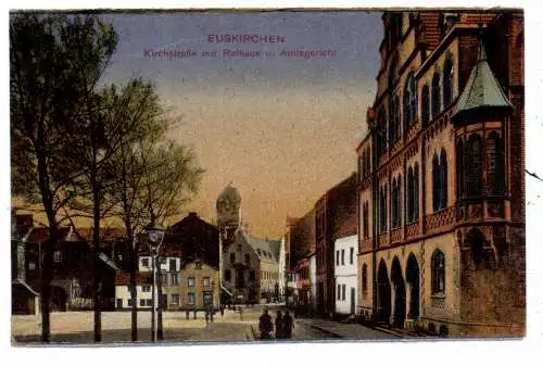 [Ansichtskarte] 5350 EUSKIRCHEN, Kirchstrasse, Rathaus, Amtsgericht, color, Verlag Walde. 