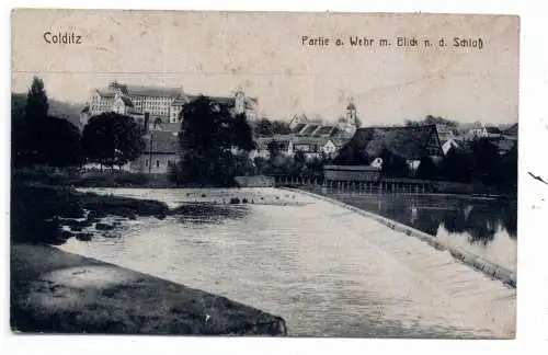 [Ansichtskarte] 0-7242 COLDITZ, Partie am Wehr, 1932. 