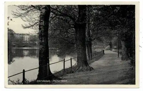[Ansichtskarte] 2000 HAMBURG - WANDSBEK, Mühlenteich, 1939, nach Tokyo befördert. 