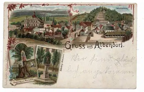 NIEDER - SCHLESIEN - ALBENDORF / WAMBIERZYCE (Glatnz), Lithographie 1899, 4 Ansichten