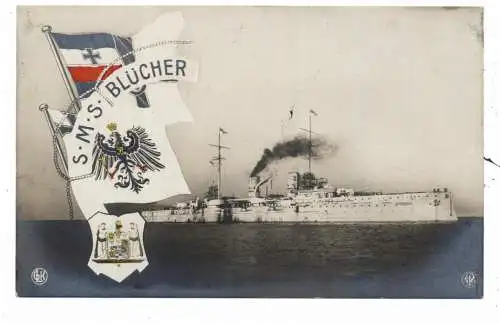 [Ansichtskarte] MILITÄR - MARINE / NAVY, 1.Weltkrieg,  SMS "BLÜCHER", 1915, deutsche  Feldpost. 