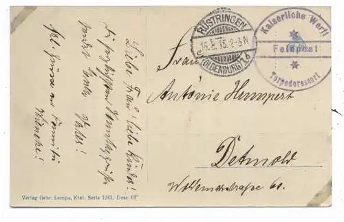[Ansichtskarte] MILITÄR - MARINE / NAVY, 1.Weltkrieg,  SMS "BLÜCHER", 1915, deutsche  Feldpost. 