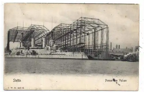 [Ansichtskarte] POMMERN - STETTIN / SZCZECIN, Vulcanwerft, Panzerkreuzer, 1906. 