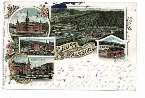 [Ansichtskarte] 0-6551 ESSBACH - WALSBURG, Lithographie 1899, 5 Ansichten, Tintenfleck vorderseitig. 